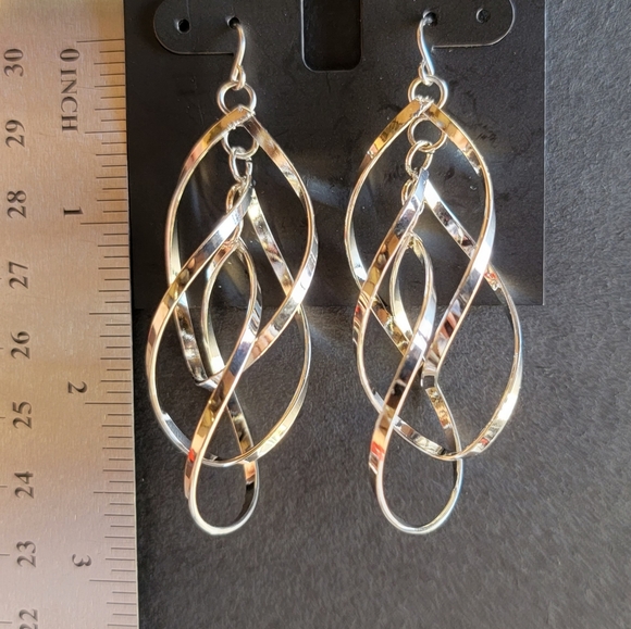 INC twisted dangle earrings in silver-tone - Picture 5 of 5